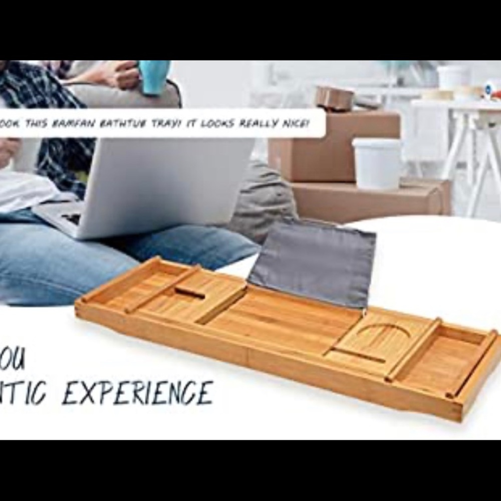 Firm--Bath Caddy Tray for Bathtub - Bamboo Adjusta - Picture 3 of 5